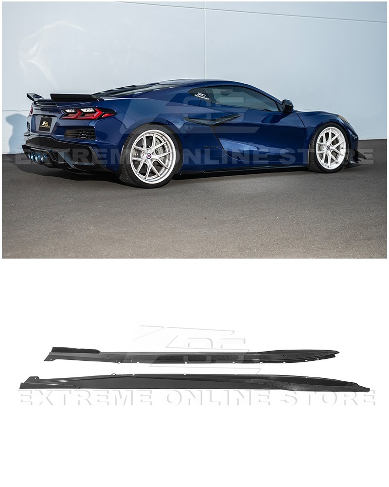 For 23-Up Corvette C8 Z06 EOS Performance CARBON FLASH Side Skirts Rocker Panel