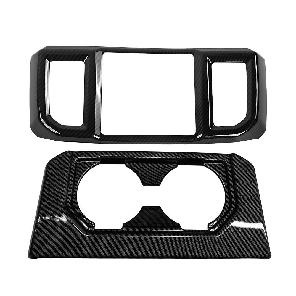 Carbon Fiber Cup Holder Trim & Air Vent Outlet Cover Rear For 2015-20 Ford F150