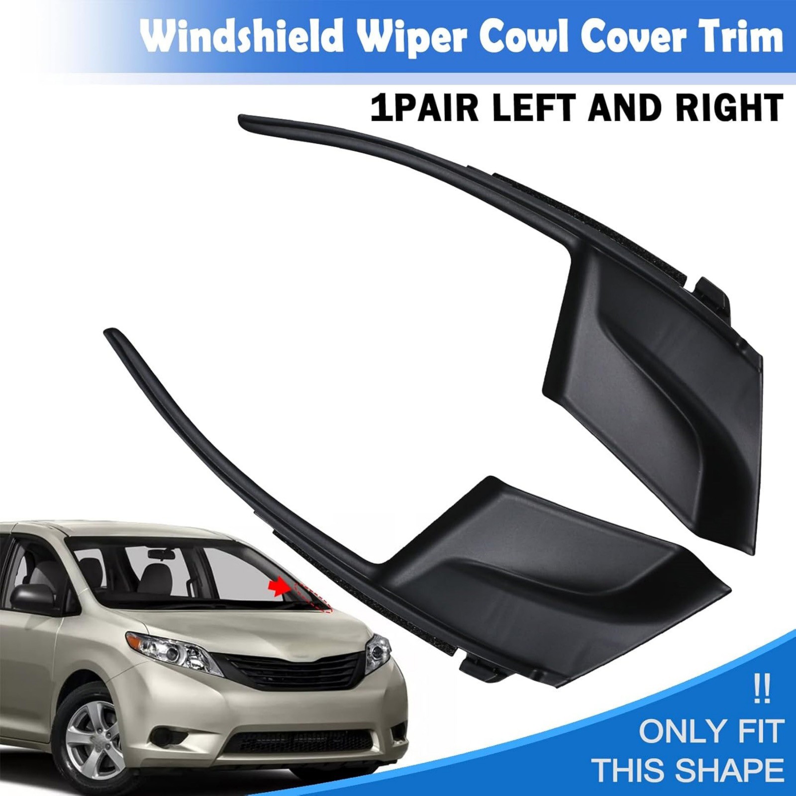 1 Pair 53867-08020 Windshield Wiper Cowl Cover Trim Replacement For Toyota