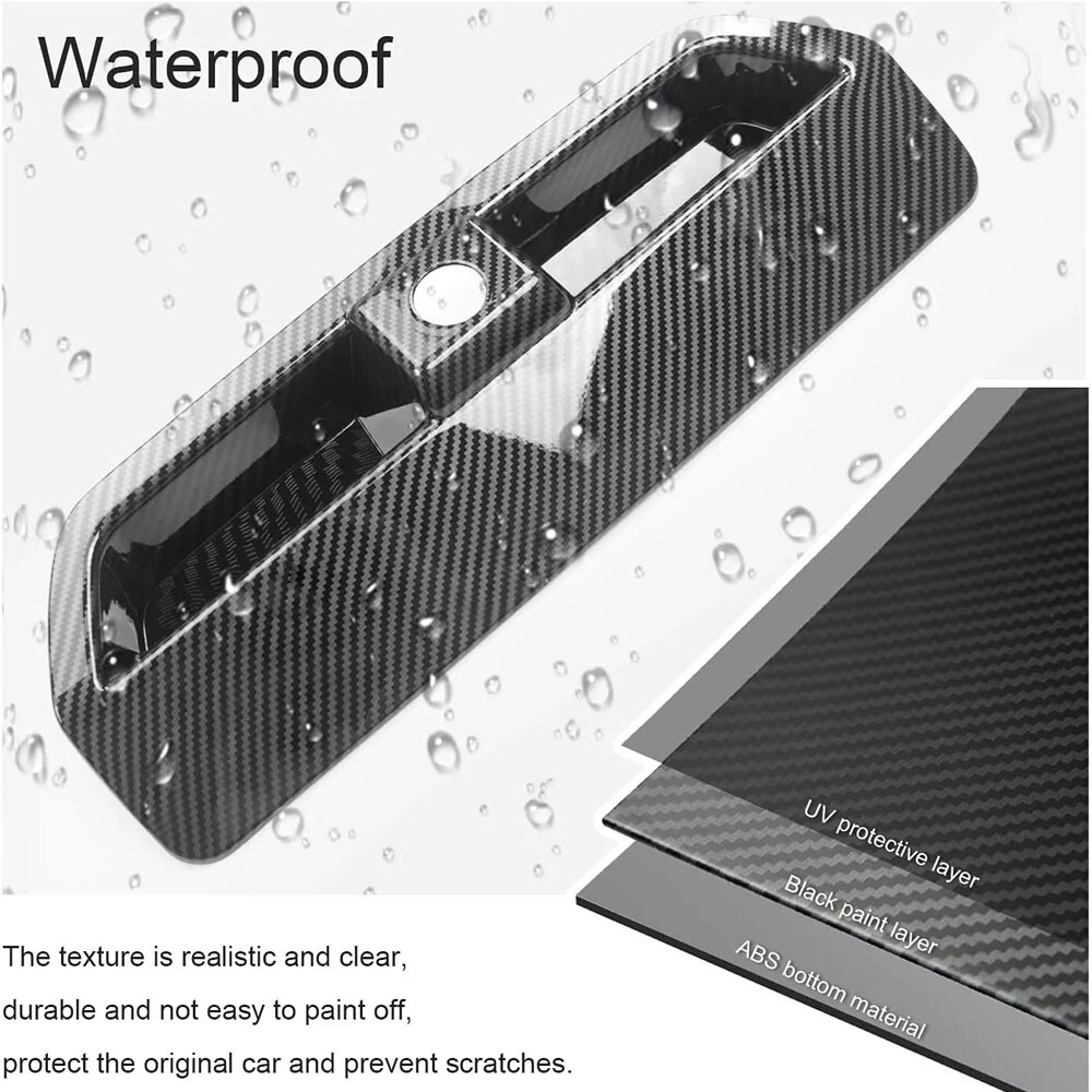 1x Rear Tailgate Door Handle Cover Trim for Ford Bronco Sport 2021+ Carbon Fiber