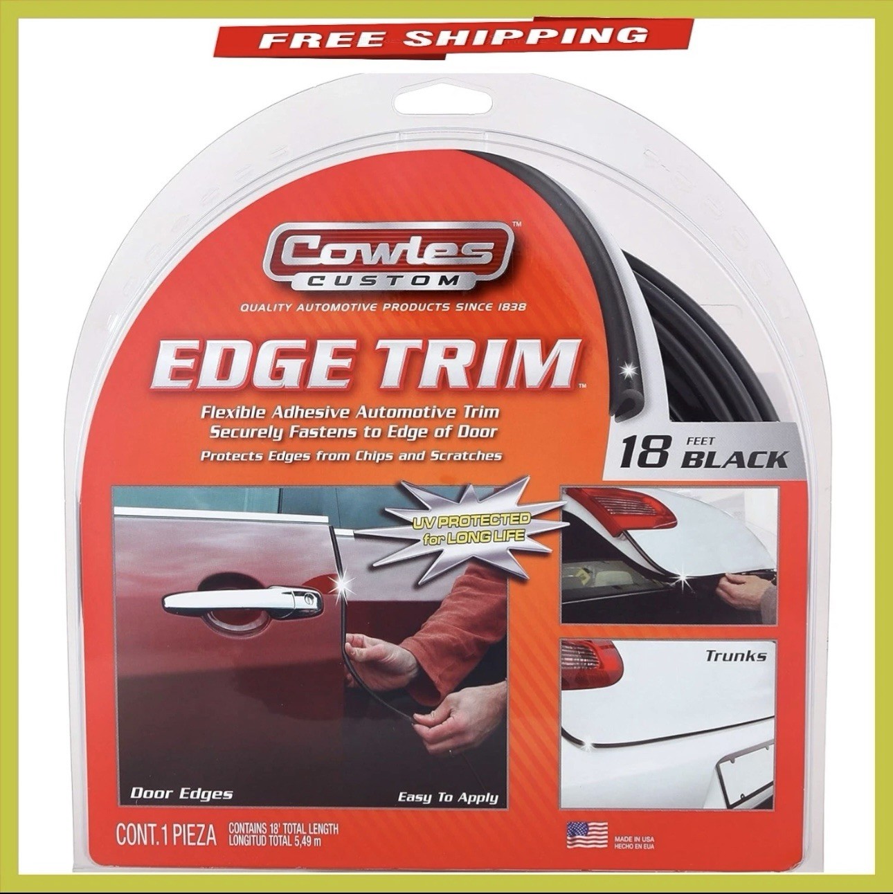 Superior 18ft Black U-Channel Edge Guard Trim for Cars & Trucks – Durable Rubber