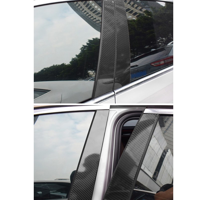 6x Carbon Fiber Car Exterior Pillar Post Sticker Fit For Audi A3 Sedan 2021-2024