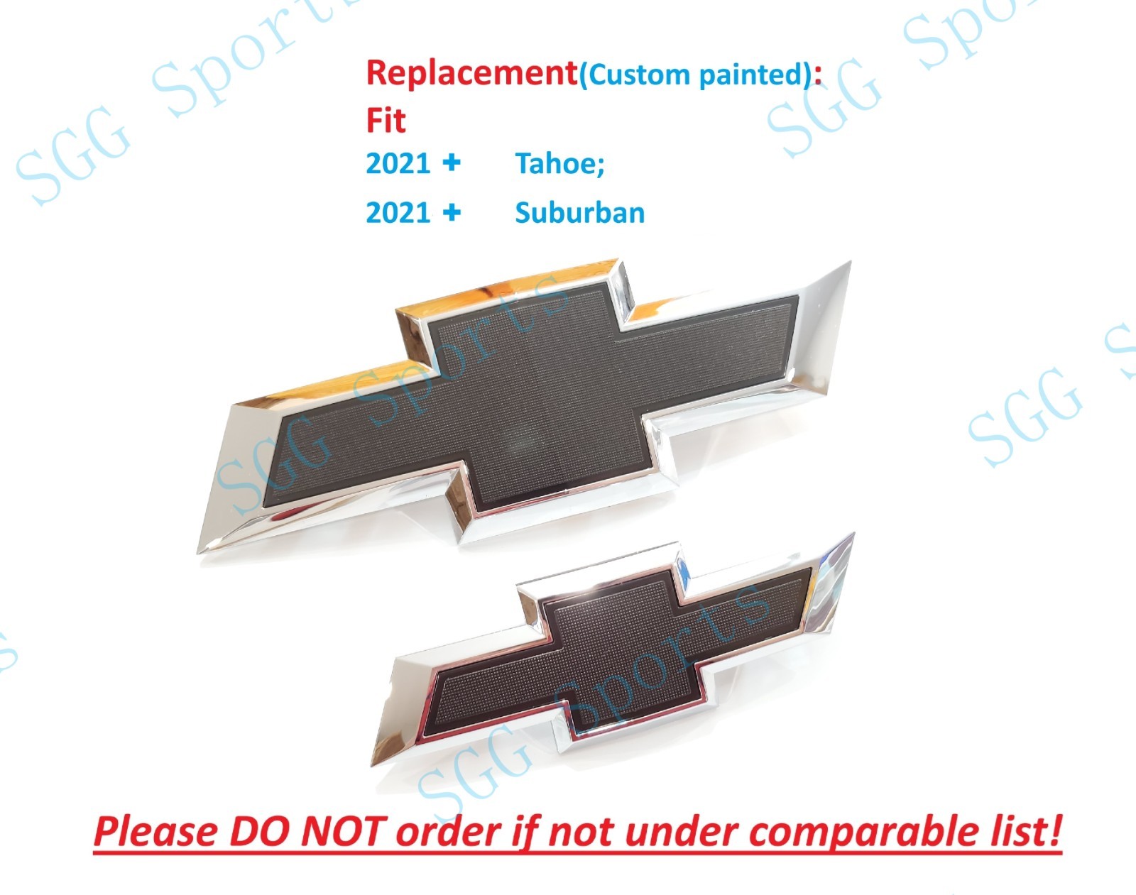 Front Grille Rear Tailgate Bowtie Emblem Badge Chrome Black 2021+ Tahoe Suburban