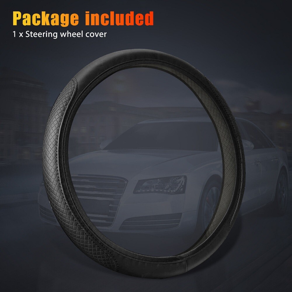 Black Leather Car Steering Wheel Cover Breathable Anti-slip Car Accessories