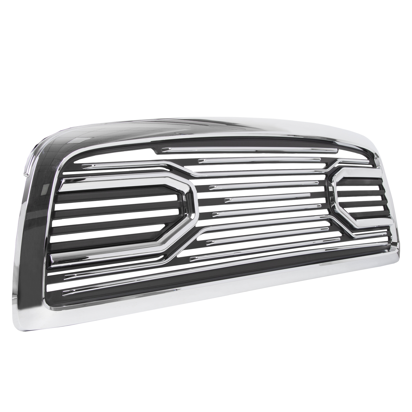 Chrome Front Grille+Shell Replacement Horizontal Billet Style For RAM 1500 09-12