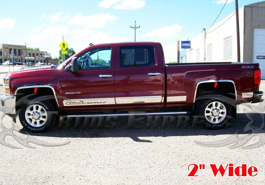 for:2014-2018 Chevy Silverado 1500/2500 HD Stainless Wheel Fender Trim 4Pc 2″