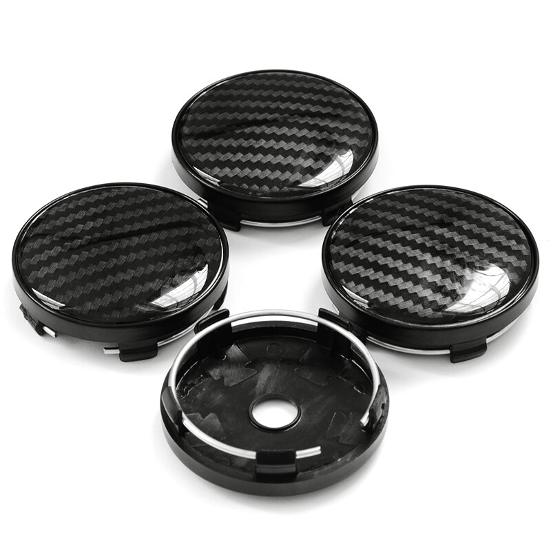 4pcs 60mm Racing Wheel Center Cap Rims Hub Protector Cover Hubcaps Carbon Fiber