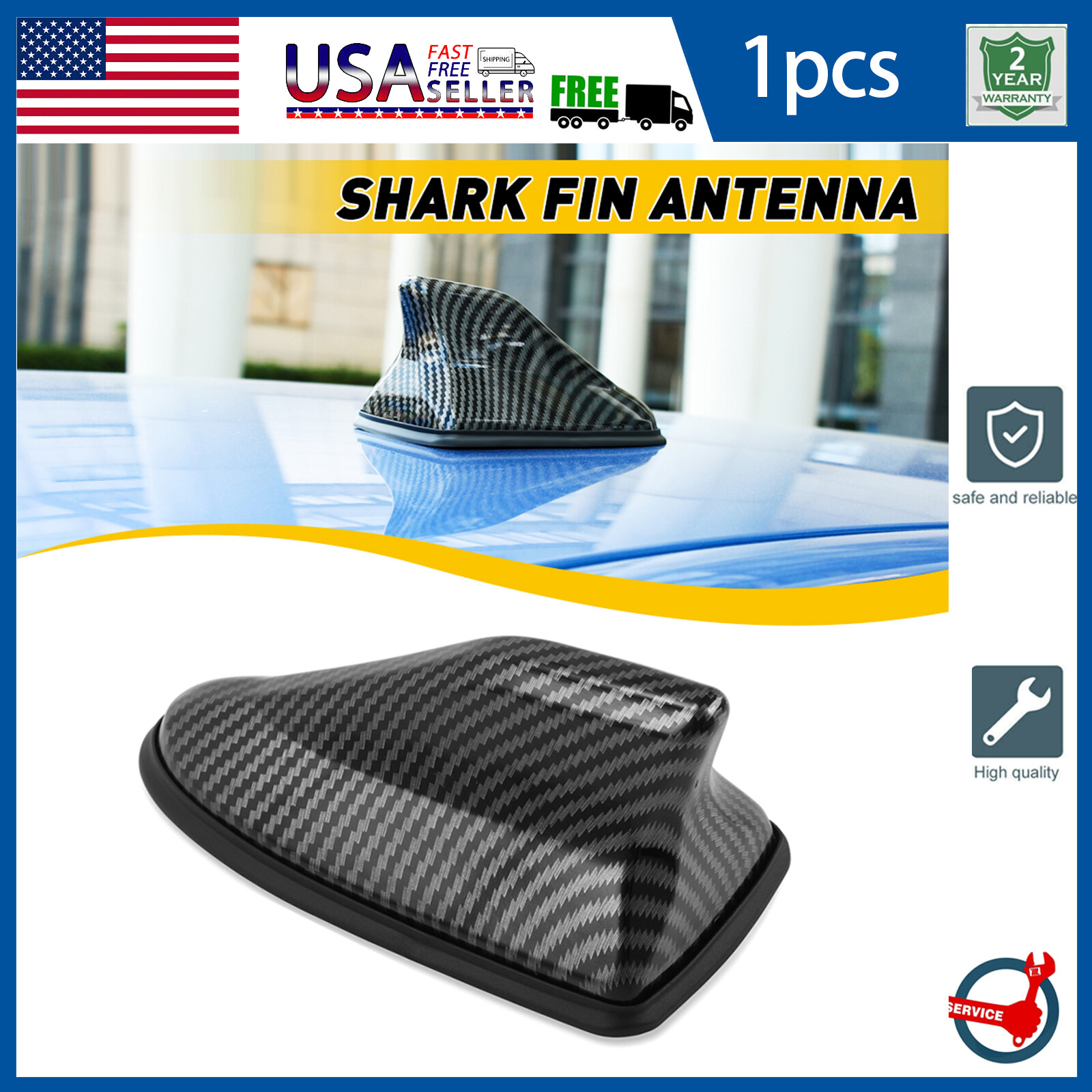 Fin Fiber Shark Carbon Car Roof Antenna Radio FM/AM Signal Aerial Accessories