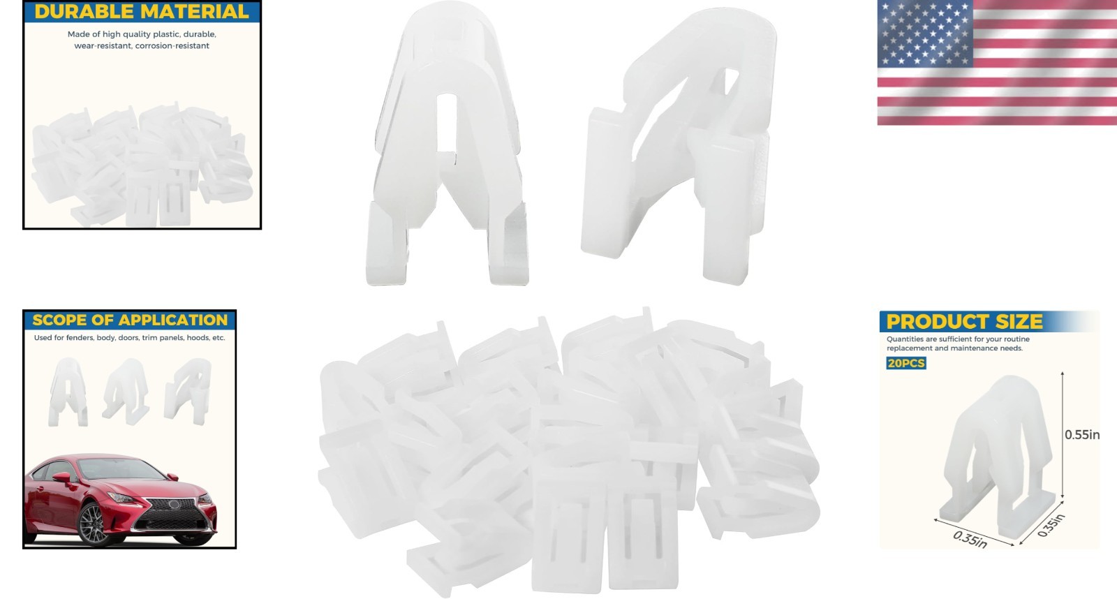 Automotive Clips Set of 20 – Corrosion-Resistant Clips for Dash Console and Trim