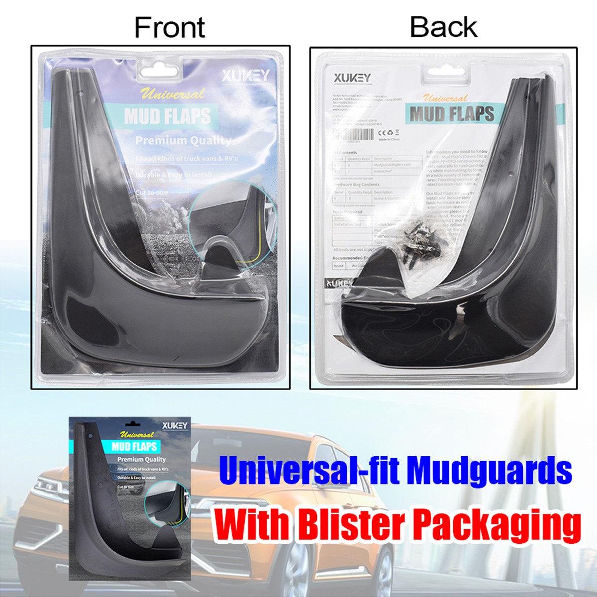4PCS EVA Plastic Wearing Mud Flaps Splash Guards Fit For Car Front & Rear Fender