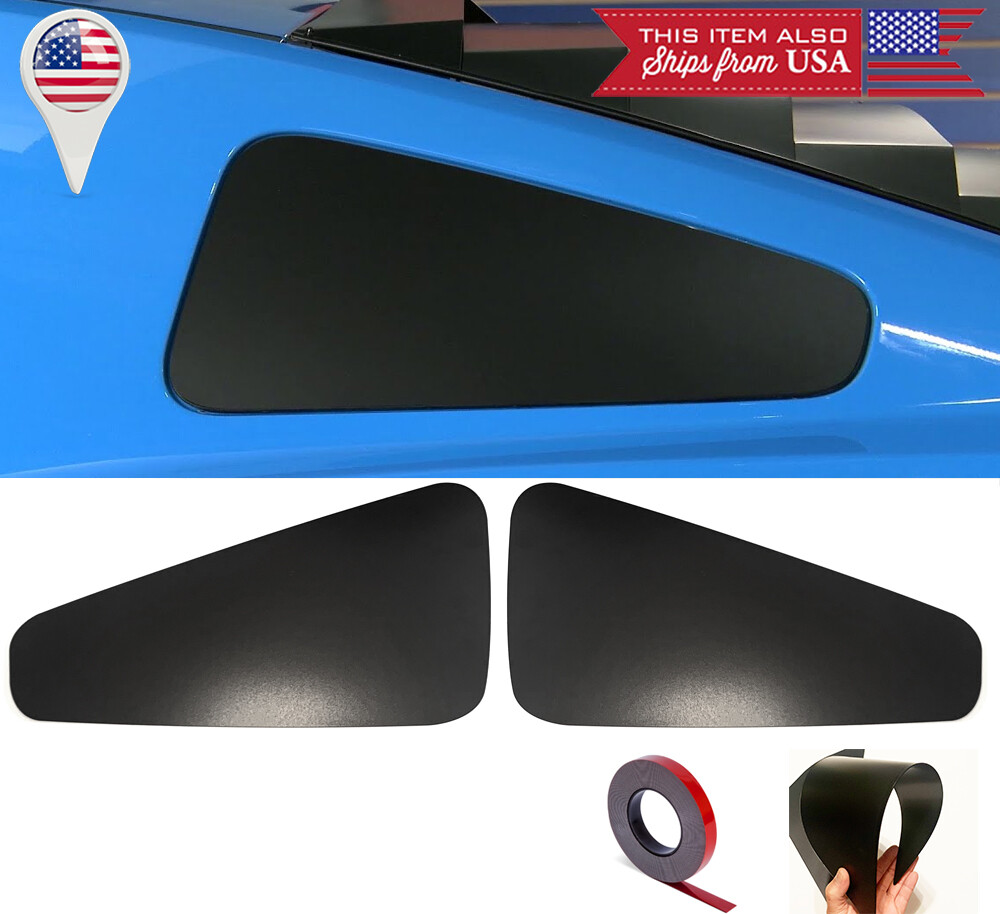 Satin Black out Quarter Window Glass Cover Louver Tape on For 05-09 Ford Mustang