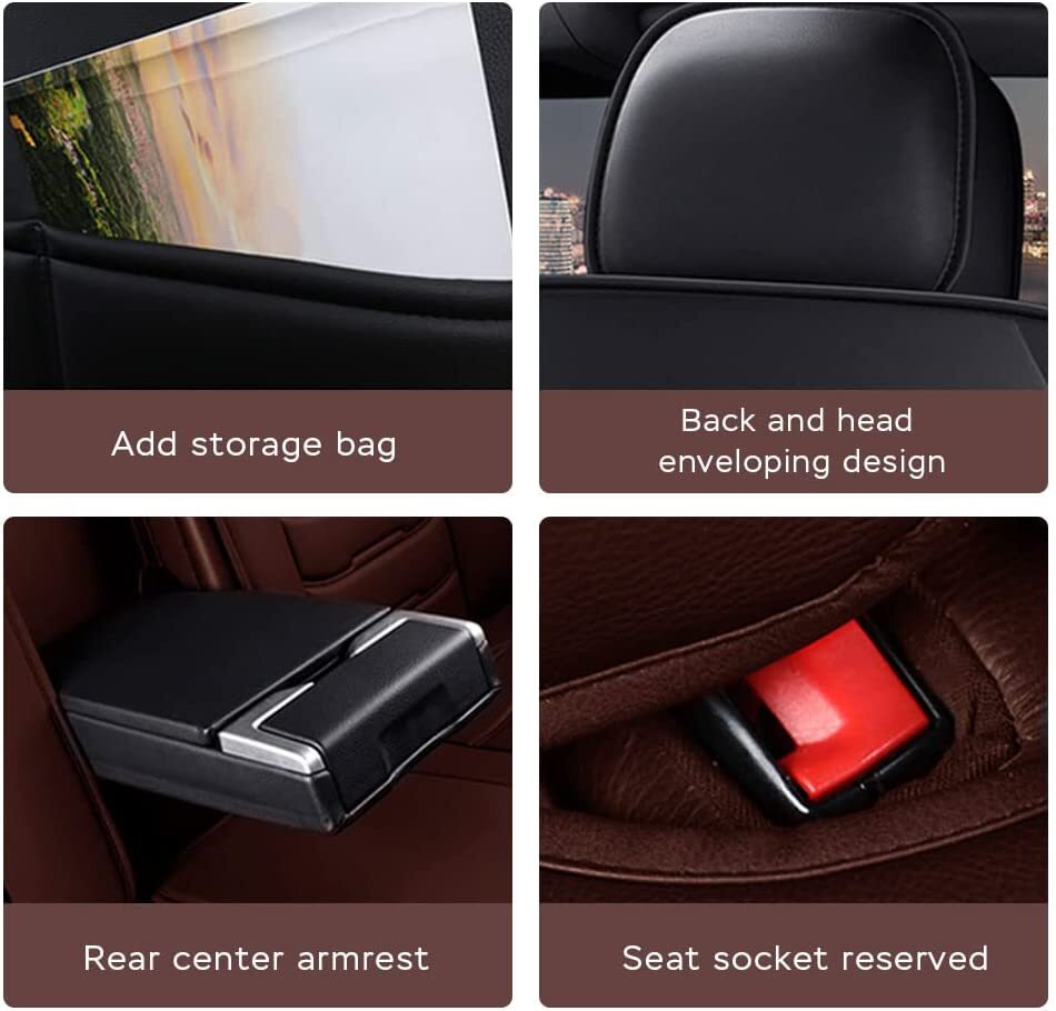 For Jeep Car Seat Cover 5-Seats Full Set PU Leather Front & Rear Deluxe Cushion