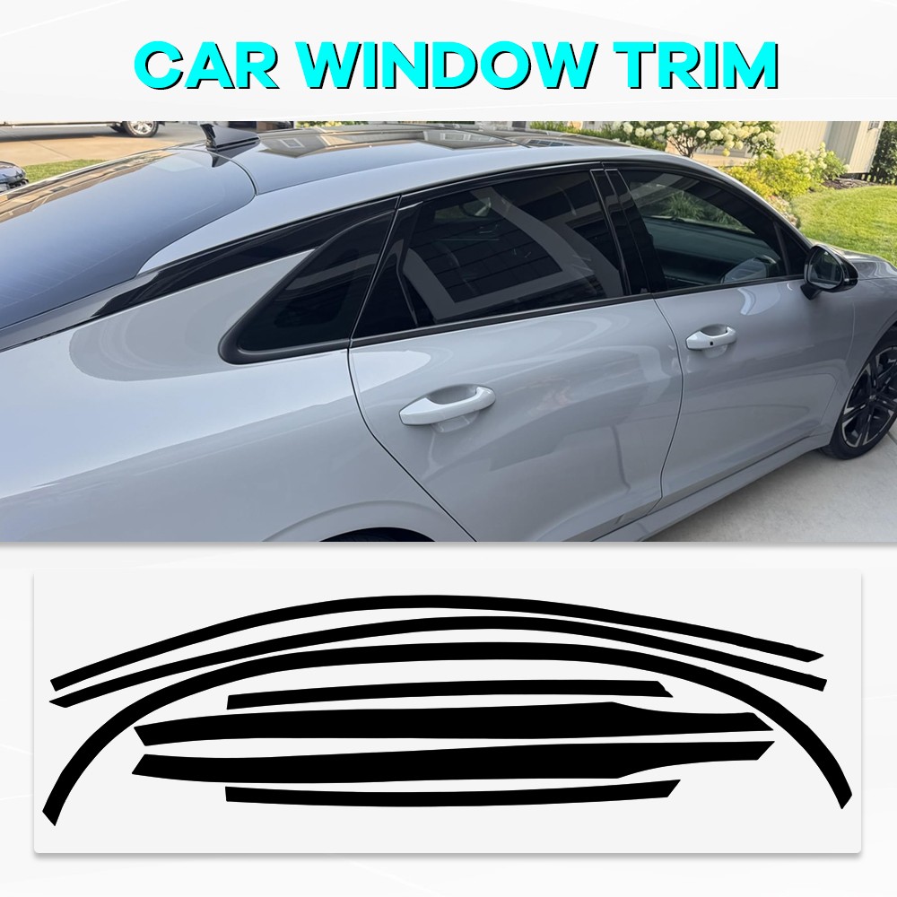 Car Chrome Delete Blackout Overlay Window Trim Gloss Black For Kia K5 2021-2026