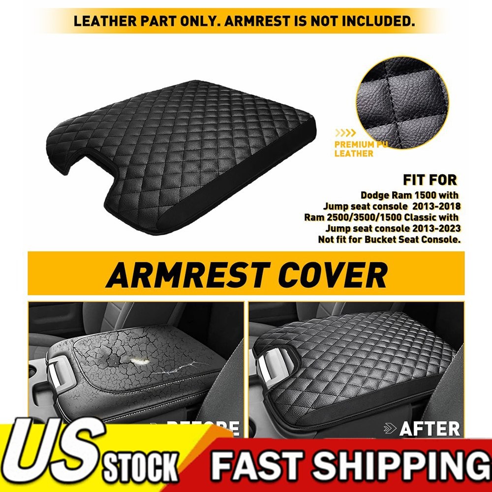 Center Console Lid Armrest Cover Fits Dodge Ram 1500 2500 3500 13-18 Black 1~10X