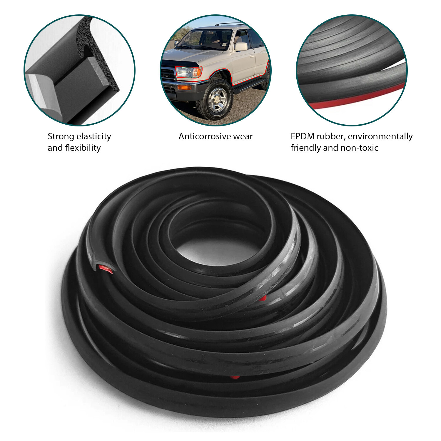 Black Rubber with Adhesive Double-Sided Tape High-Quality 5M T-Shape for Auto