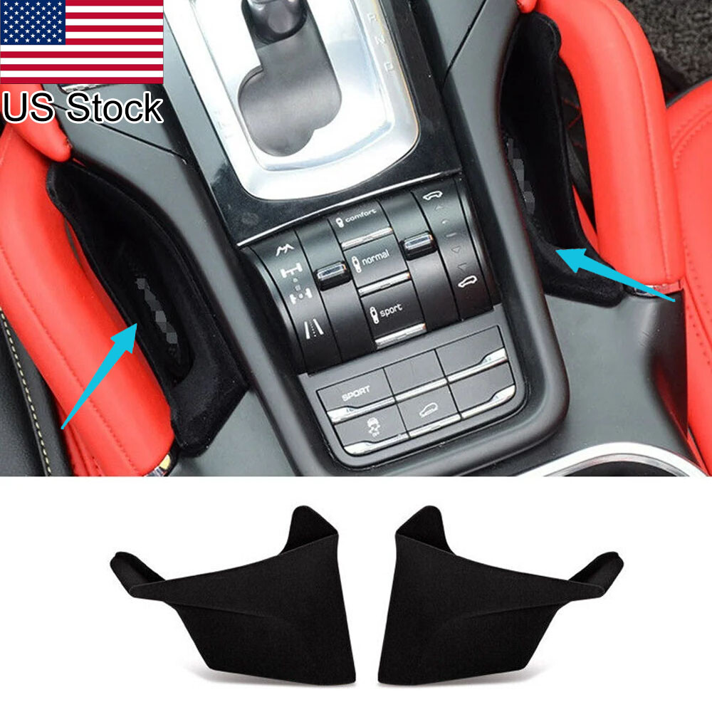 2pcs Black Gear Shift Armrest Storage Box Holder For 2011-2018 Porsche Cayenne