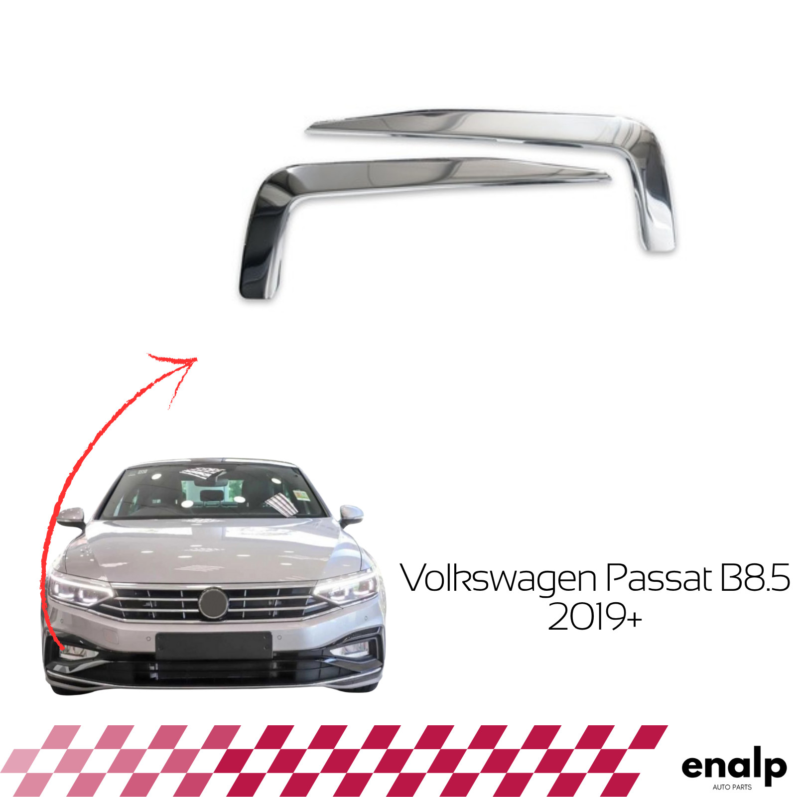 Chrome Fog Light Frame 2 Pcs for VW Passat B8.5 2019-After Stainless Steel