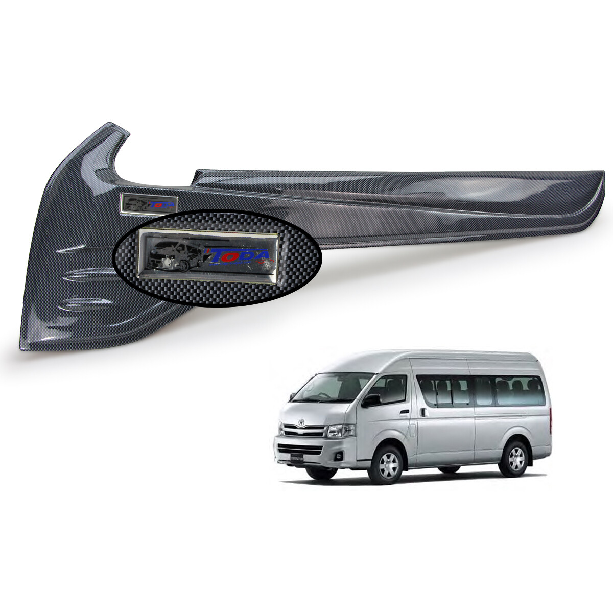 Line Window Sill Cover Front Trim Carbon Black For Toyota Hiace D4D 2005 2016