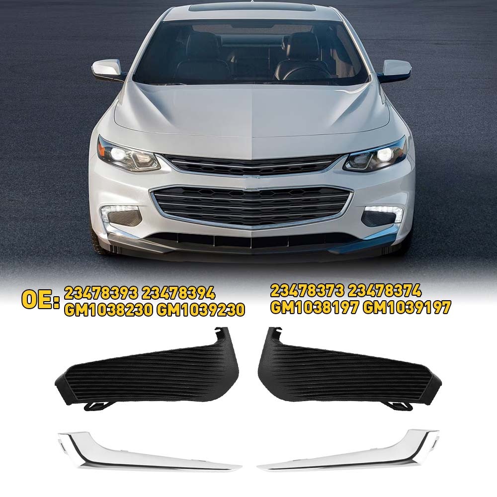 2X Front Bumper Fog Light Lamp Cover Trim Set fit for 2016 – 2018 Chevy Malibu J