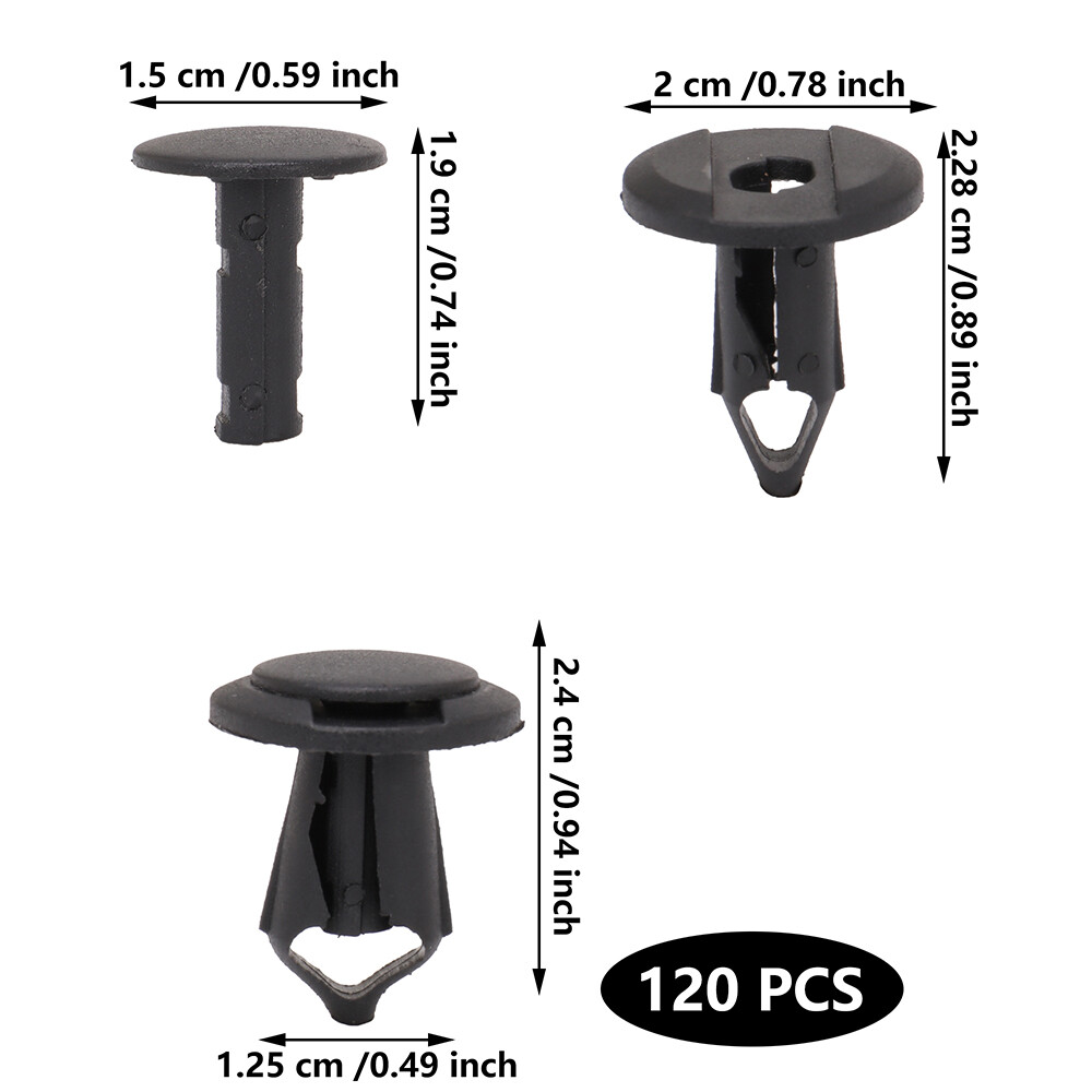 120pcs Nylon Push Type Retainer Clips for 8mm Hole GM 21030249 Chrysler 6503598
