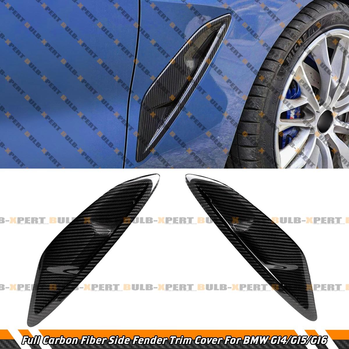 For 19-26 BMW G14 G15 G16 840i Full Carbon Fiber Fender Garnish Side Trim Cover