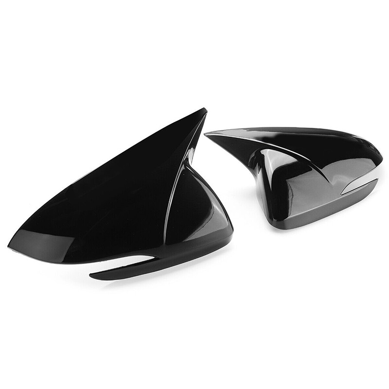 2 Gloss Black Rear View Side Door Mirror Cover Cap For 2016-2020 Hyundai Elantra