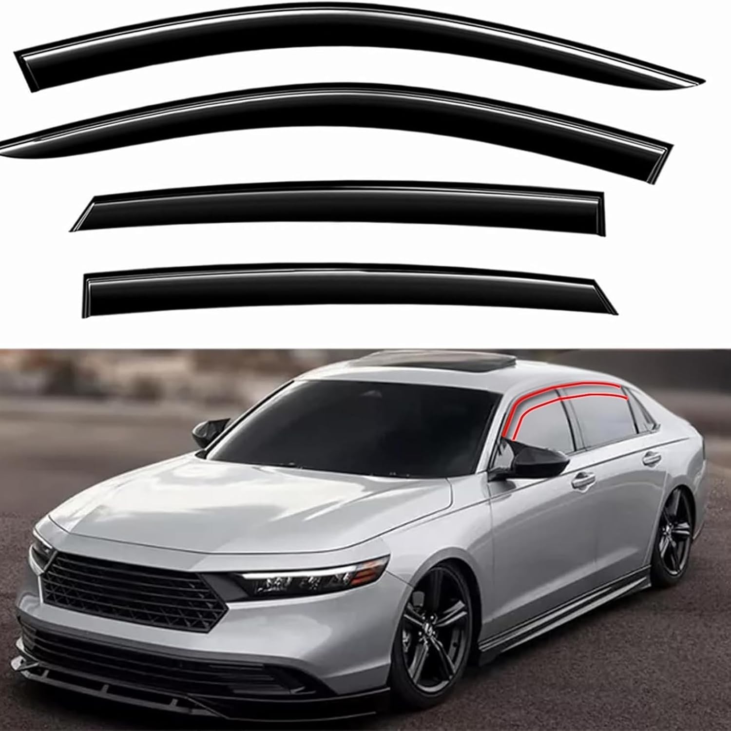 For 2023-2025 Acura Integra JDM Mugen Style Window Visors Rain Guards Deflector