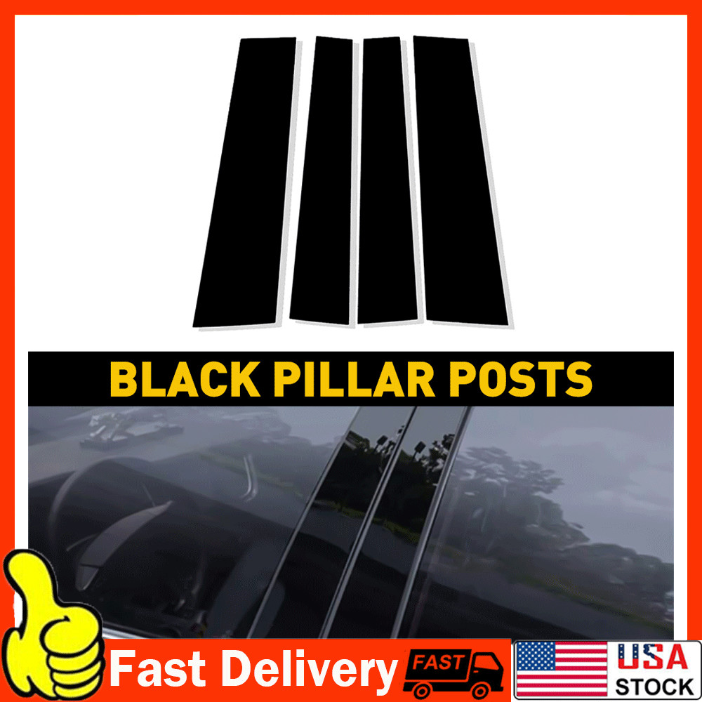 Fit Toyota Post Tundra Pillar Door 2007-2021 Window Trim Black Covers Glossy USA