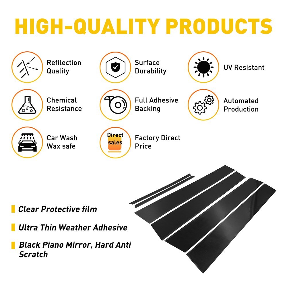Black Pillar Posts Door 6pcs/Set Cover Piano Trims for Toyota Corolla 2009-2013