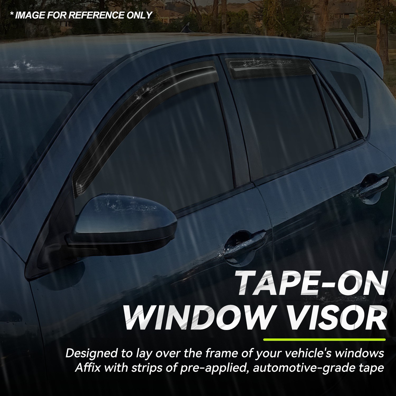 3M Adhesive Tape 4 Window Visors Wind Rain Guard for Mazda 3 w/ Hatchback 10-13