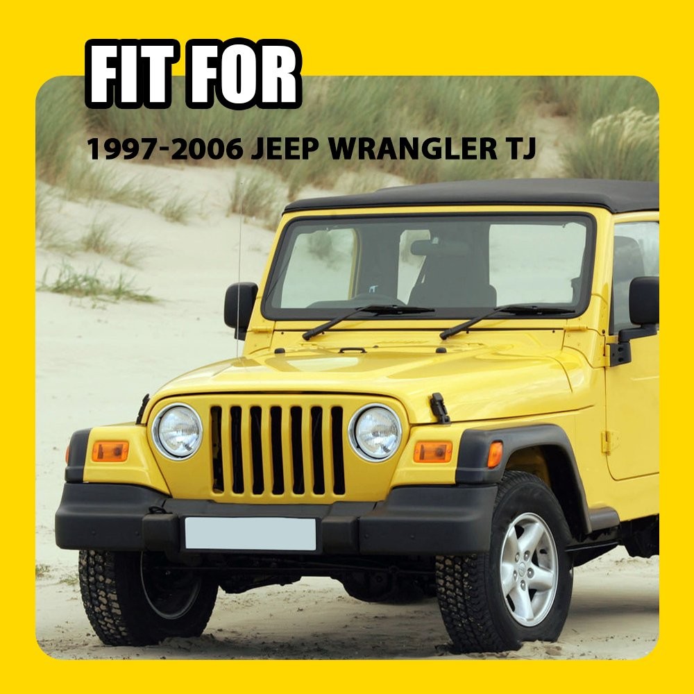 Pair New Black Headlight Bezels For Insert Cover Trim 1997-2006 Wrangler Jeep TJ