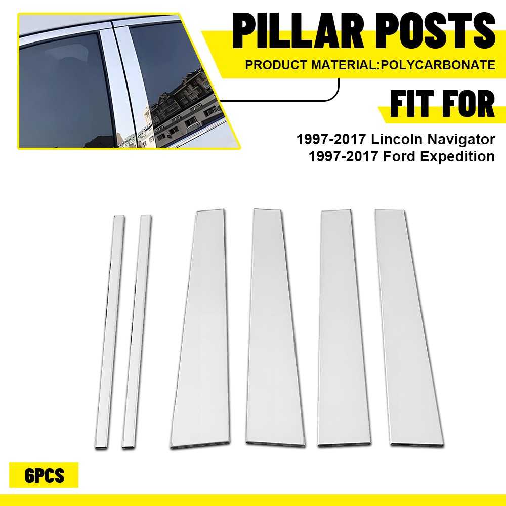 Chrome Window Door Side Pillar Posts Trim Cover Kit For 1997-17 Ford Expedition