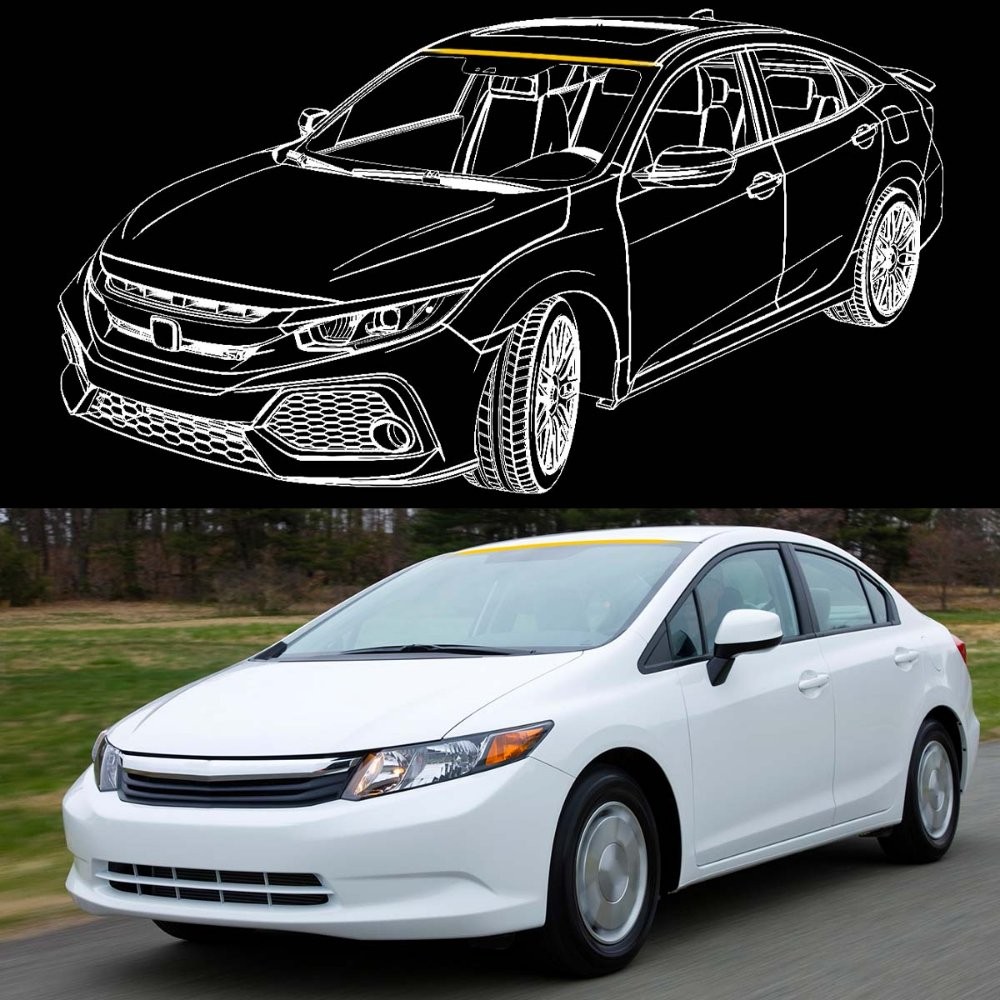 Front Reveal Windshield Molding Surround Sealing Trim For Honda 2006-2011 Civic