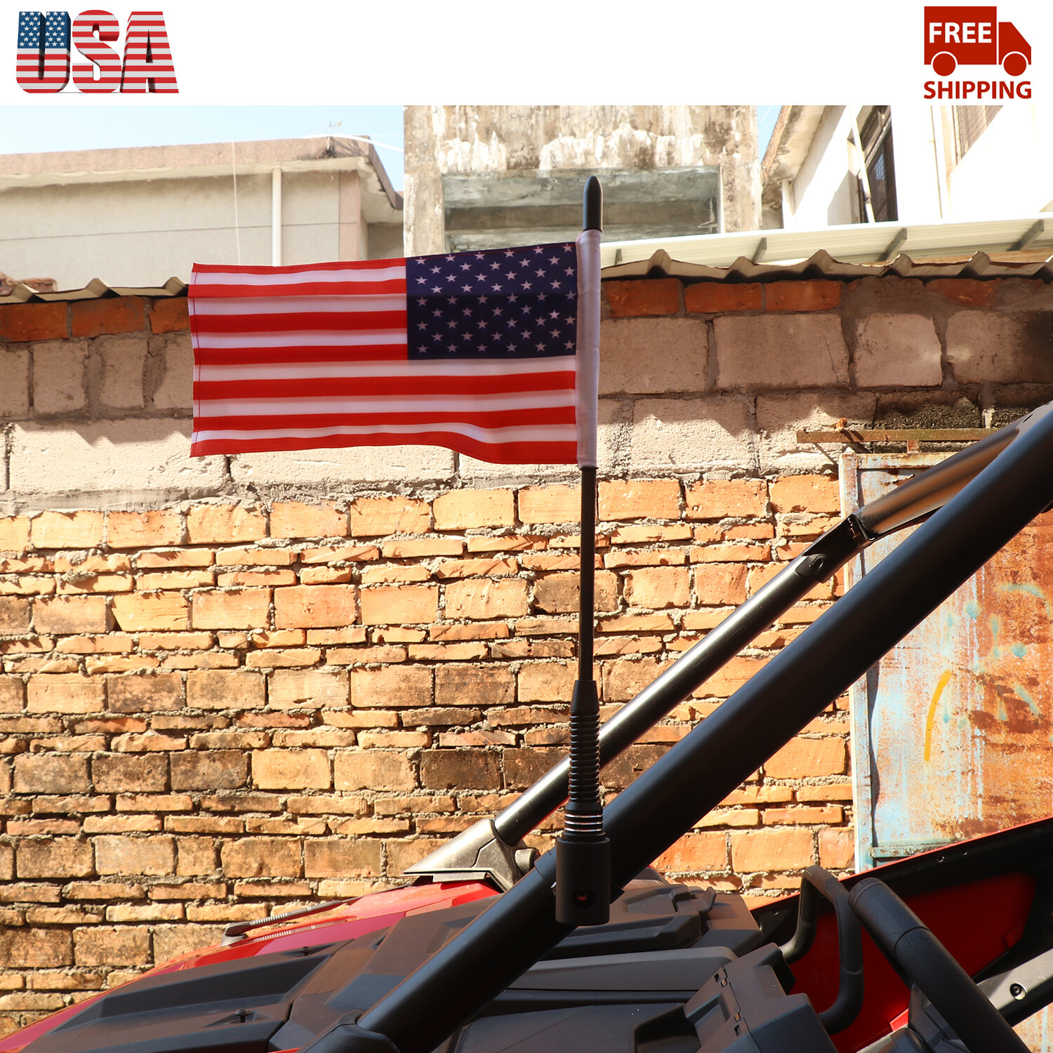 For Polaris RZR Ranger 2015-2020 1PCS US Flag Front Hood Flagpole Mount Holder