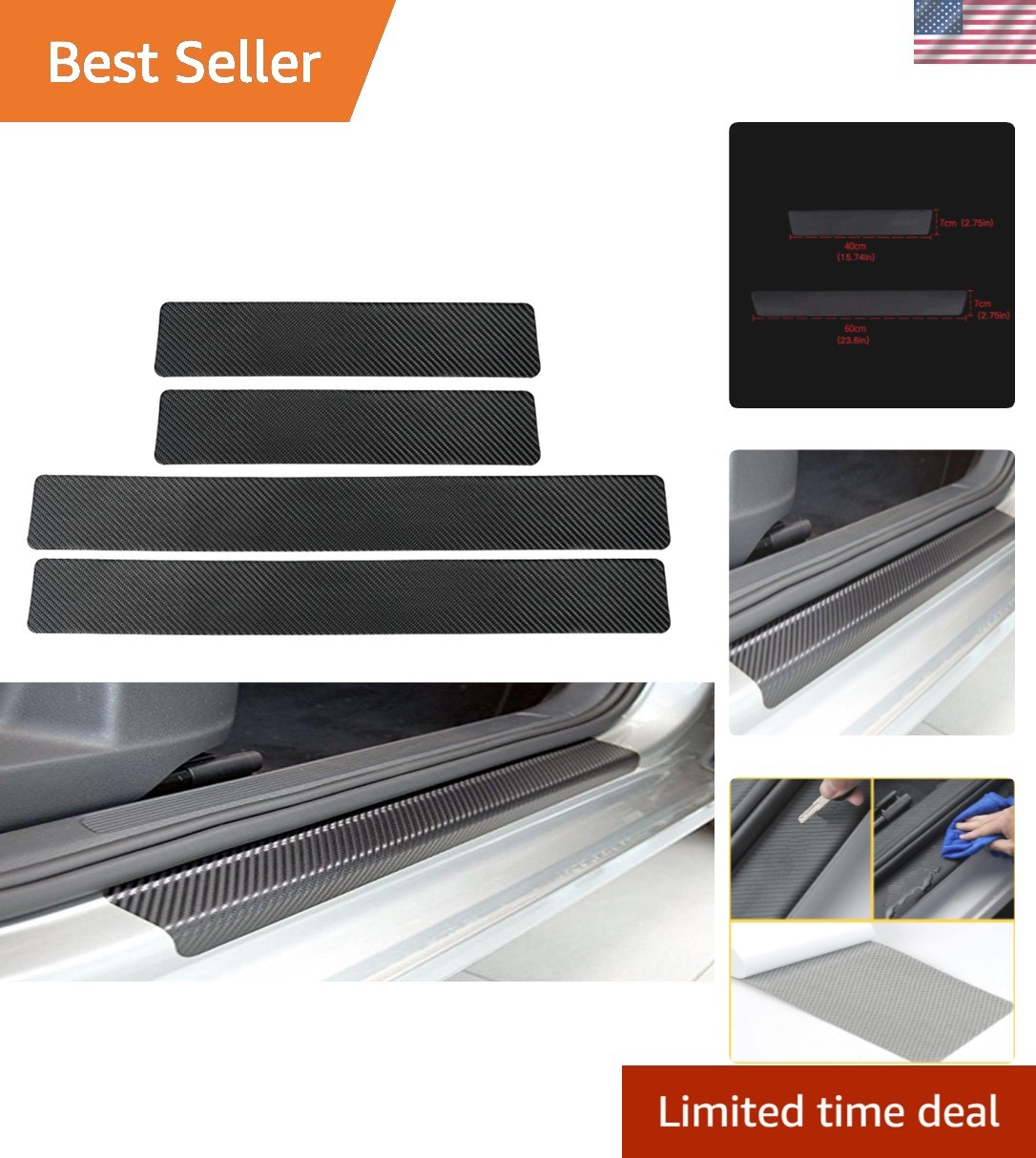 Door Sill Plate Protectors for Car – Universal Door Entry Guards Sill Scuff C…