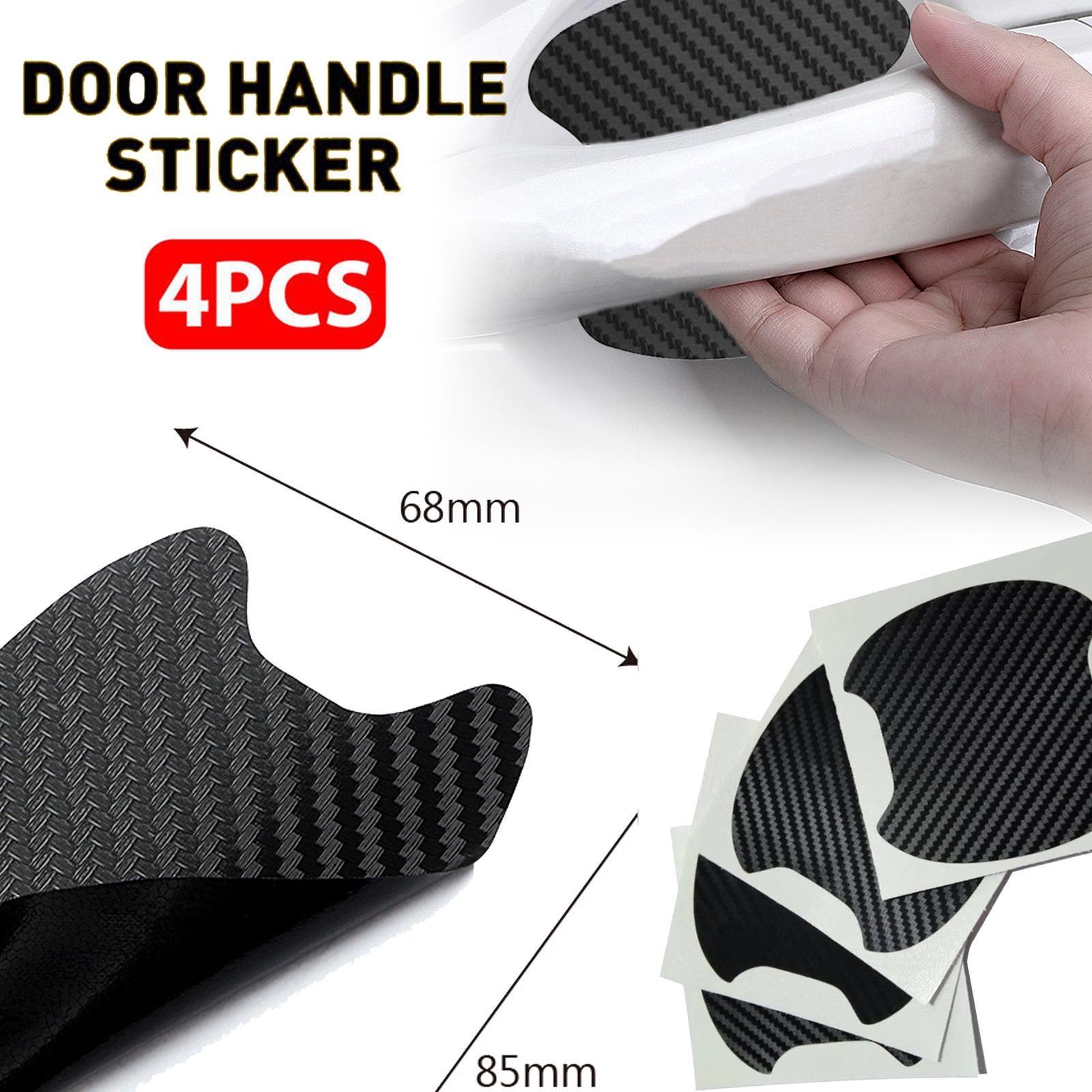 Car Door Handle Protector Film Anti-Scratch Carbon Fiber Stickers Accessories x4