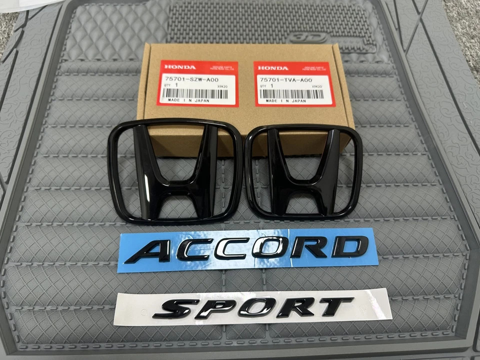 4PC For 2018-2022 Accord Honda Sedan 4Dr Sport Front Grill Trunk Emblem Badge