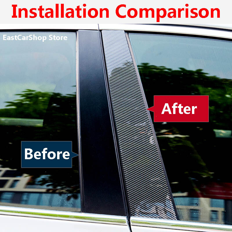 For Porsche Macan 2014-2022 6x Carbon Fiber Pillar Posts Door Window Trim Cover