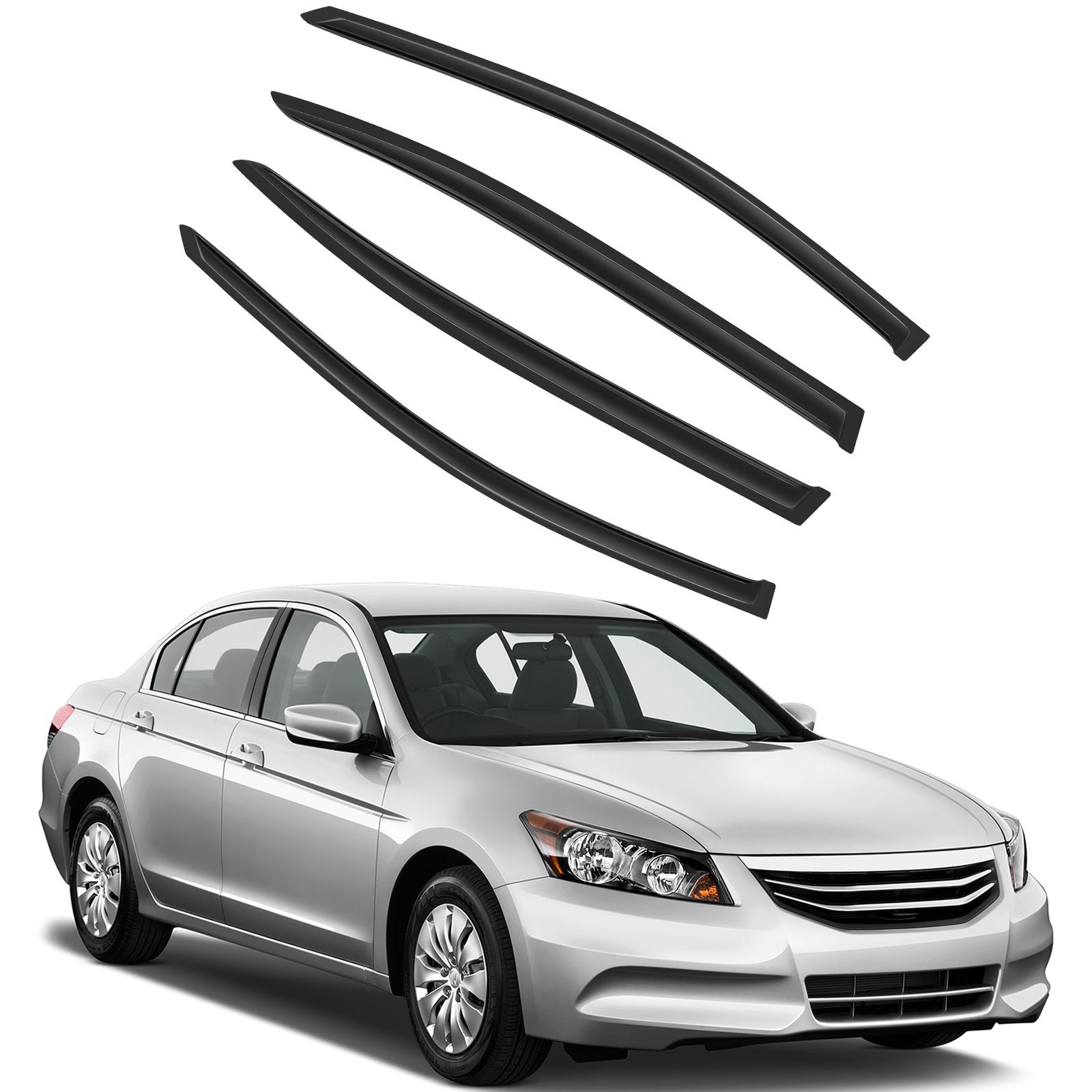Window Visor Deflector For 09-12 Honda Accord Sedan Sun Rain Guard Vent Shade
