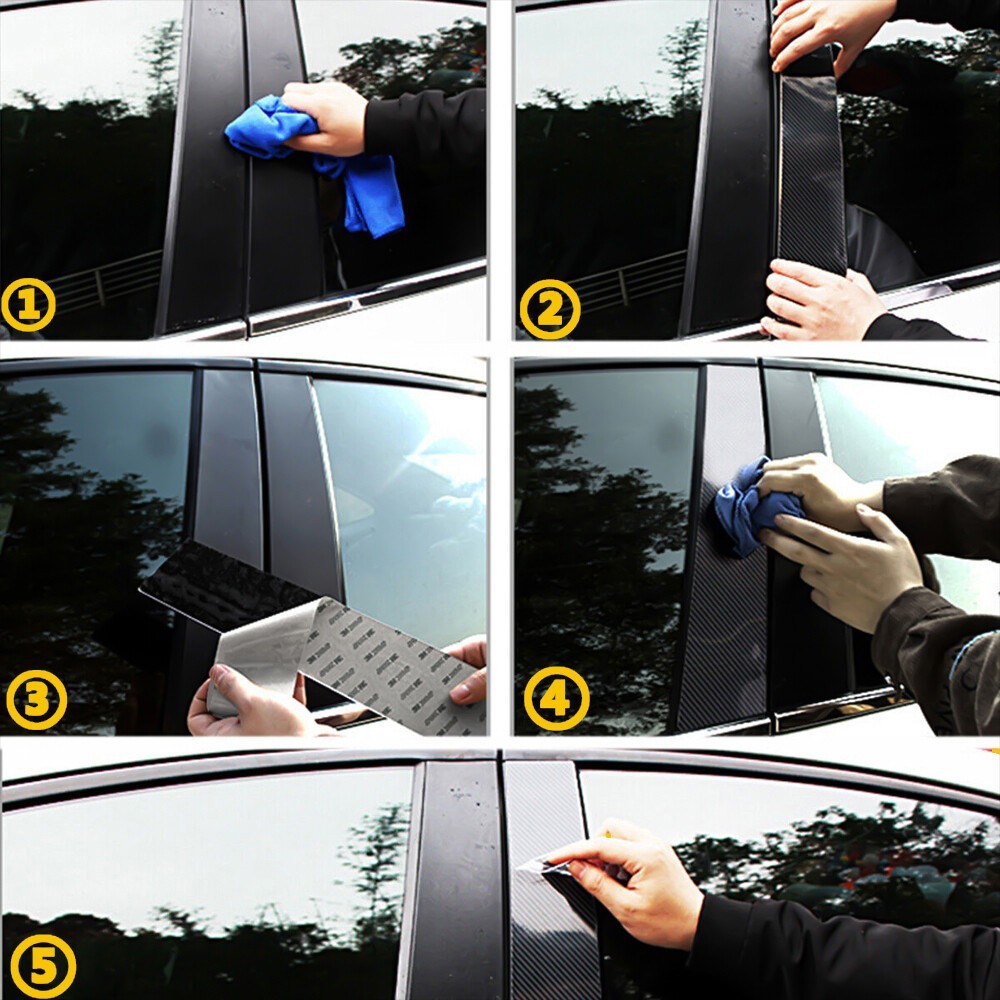6pcs For 2016-2021 Honda Civic Door Pillar Post Trim Carbon Fiber Color Decor US