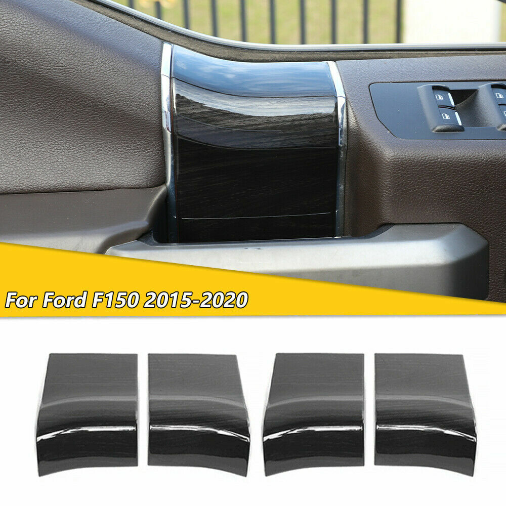 Interior Door Handle Panel Trim Cover for Ford F150 2015+ Black Wood Accessories